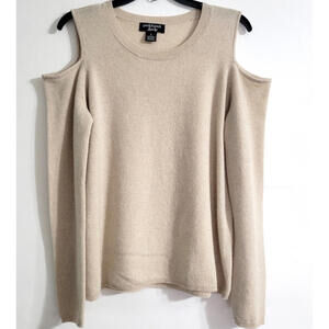 Peck & Peck Luxur Beige Cashmere Cold Shoulder Long Sleeve Sweater - M NWT